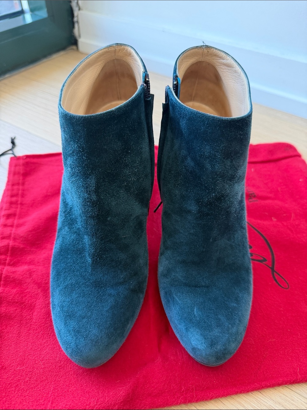Blue Suede Louboutin booties 38.5